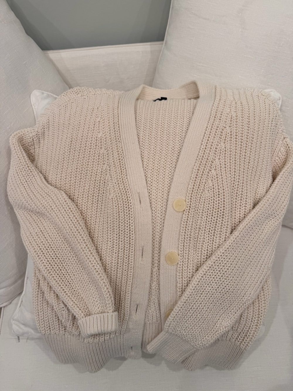 Banana Republic Cream Chunky Knit Button-Front Cardigan